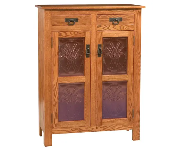 Mission Copper Panel Pie Safe With Drawers