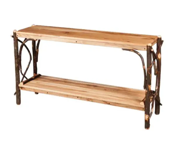 Sofa Table With Solid Top And Slatted Shelves